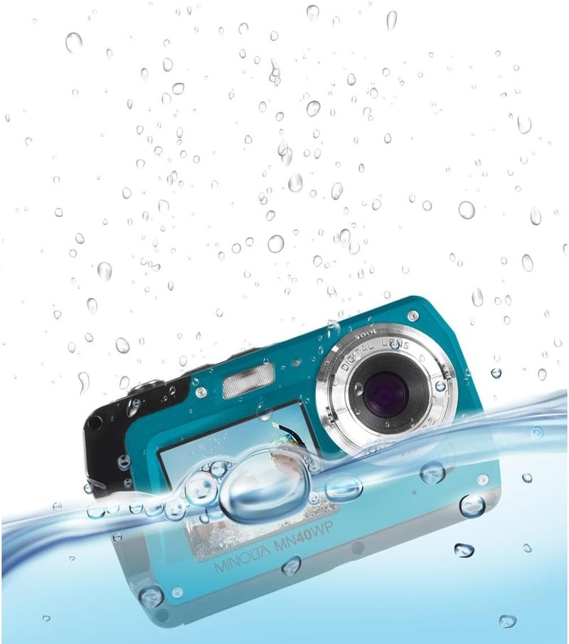 Minolta MN40WP 48MP Waterproof Digital Camera – Dual LCD Screens, 2.7K QHD Video, 16x Digital Zoom, Anti-Shake, Face Detection, 10ft Waterproof (Blue​) - Image 5